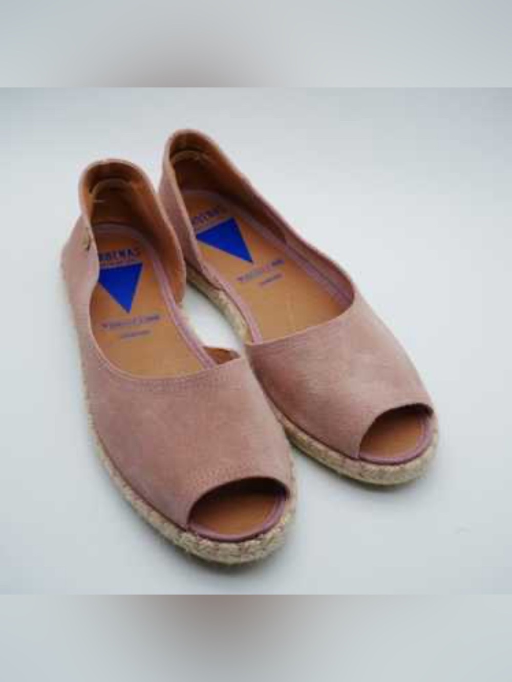 Verbenas Suede Peep-Toe Espadrille Flats in Dusty Rose